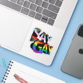 Zeg Gay Progressieve Pride Sticker (Laptop met iPhone)