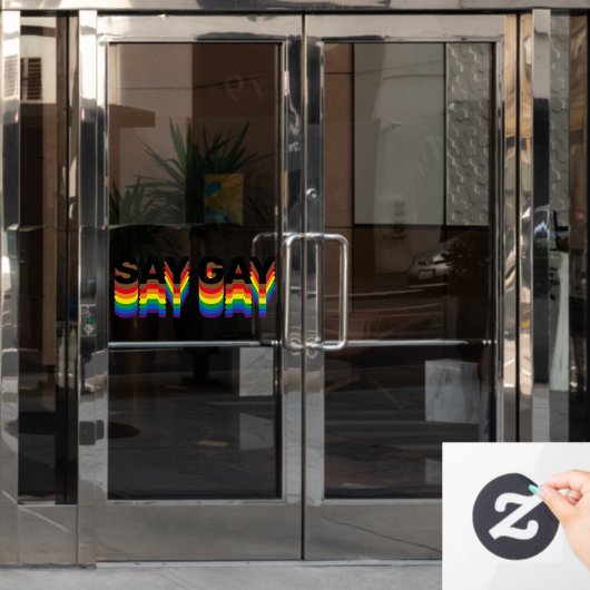 Zeg Gay rainbow lgbtq gay pride vlag typografie Raamsticker (Kantoordeur)