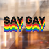Zeg Gay rainbow lgbtq gay pride vlag typografie Raamsticker (Vel 2)