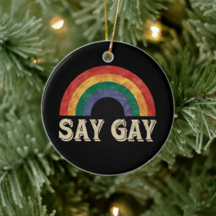 Zeg Gay Vintage Regenboog Gay Pride Lgbt Maand Keramisch Ornament