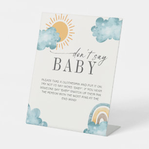 Zeg geen Baby Baby shower Sunshine Game Reclamebord Met Voetstuk