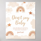 Zeg geen Baby Boho Rainbow Sign Poster (Voorkant)