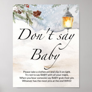 Zeg geen baby Evergreen baby shower Poster