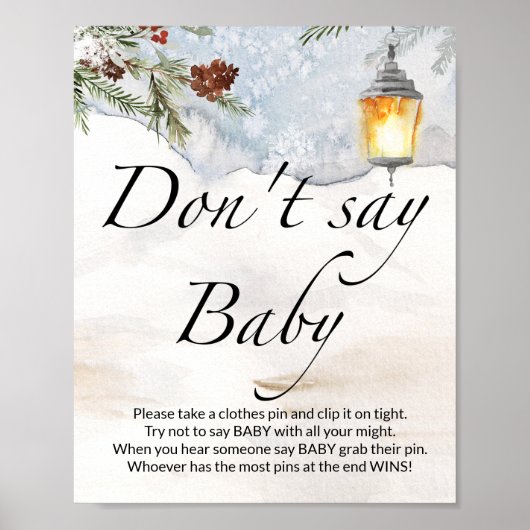 Zeg geen baby Evergreen baby shower Poster (Voorkant)
