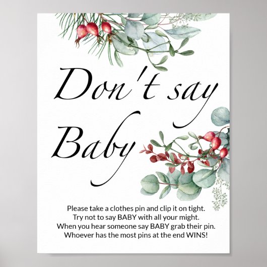 Zeg geen baby Evergreen baby shower Poster (Voorkant)
