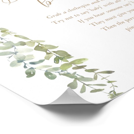 Zeg geen Baby Gold ballon neutraal Baby shower Poster (Hoek)