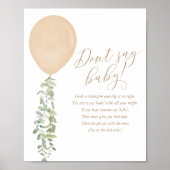 Zeg geen Baby Gold ballon neutraal Baby shower Poster (Voorkant)