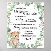 Zeg geen Baby Greenery Beer Gold Baby shower Game Poster (Voorkant)
