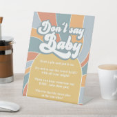 Zeg geen Baby Groovy Retro Sunshine Shower Reclamebord Met Voetstuk (Insitu)