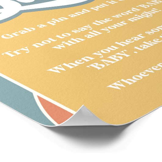 Zeg geen Baby Groovy Retro Sunshine Shower Sign Poster (Hoek)