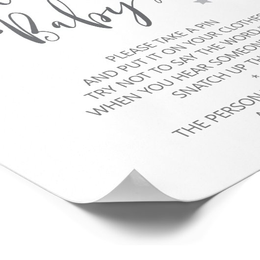 Zeg geen baby poster | Genderneutraal Baby shower (Hoek)