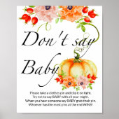 Zeg geen baby Pumpkin-baby shower Poster (Voorkant)