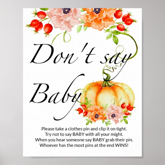 Zeg geen baby Pumpkin-baby shower Poster (Voorkant)