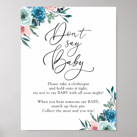 Zeg geen Baby roze en blauwe spelcode Poster (Voorkant)