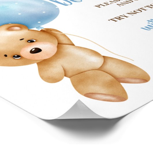 Zeg geen Baby shower Blue Beer Boy Poster (Hoek)