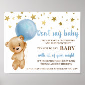 Zeg geen Baby shower Blue Beer Boy Poster (Voorkant)