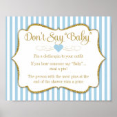 Zeg geen Baby shower Game Blue Gold Boy Baby Poster (Voorkant)