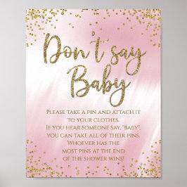 Zeg geen Baby shower Game Poster