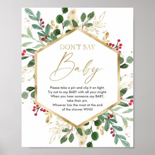 Zeg geen baby shower met kerstwinter poster (Voorkant)