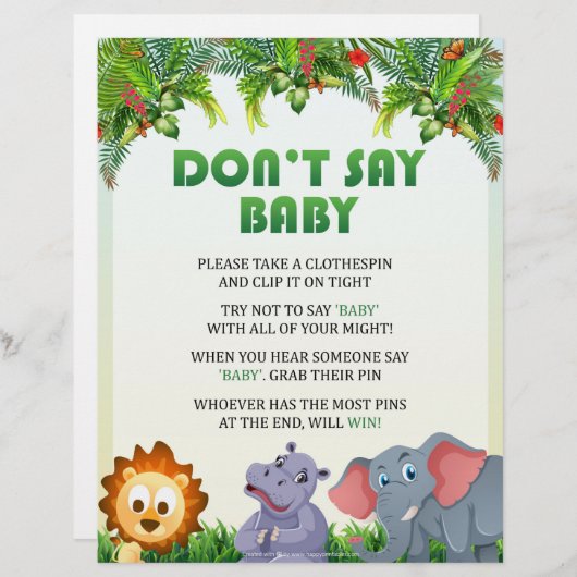 Zeg geen Baby spel [Dierlijk thema] Briefhoofd (Voorkant / Achterkant)