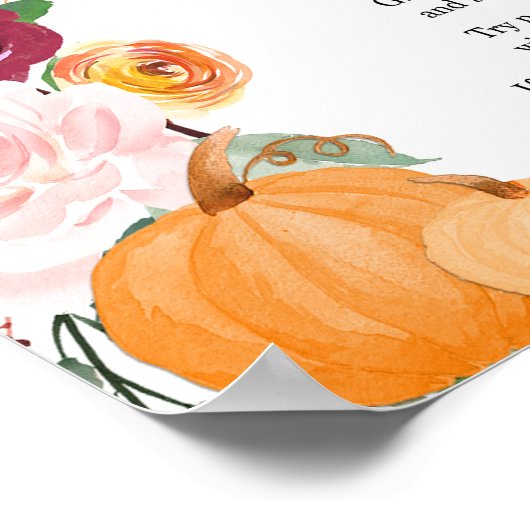 Zeg geen baby-teken, herfst pompoendouche poster (Hoek)