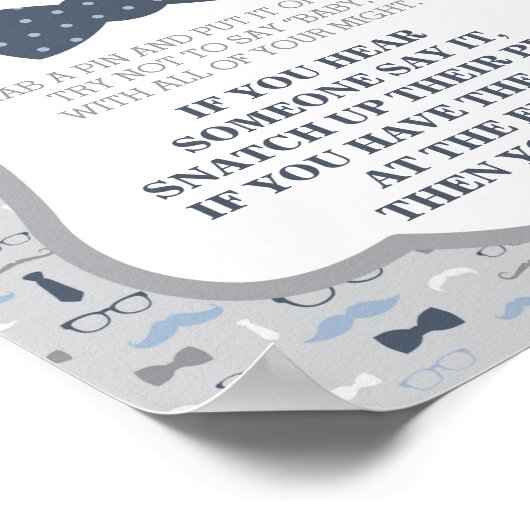 Zeg geen Baby teken, Stropdas, blauw en grijs Poster (Hoek)