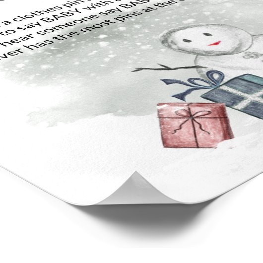 Zeg geen baby winter baby shower poster. poster (Hoek)
