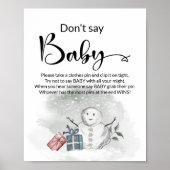 Zeg geen baby winter baby shower poster. poster (Voorkant)