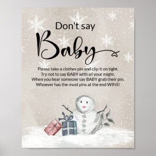 Zeg geen baby winter baby shower poster. Poster