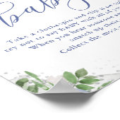 Zeg geen Babyblauw Silver Floral Baby shower Game Poster (Hoek)