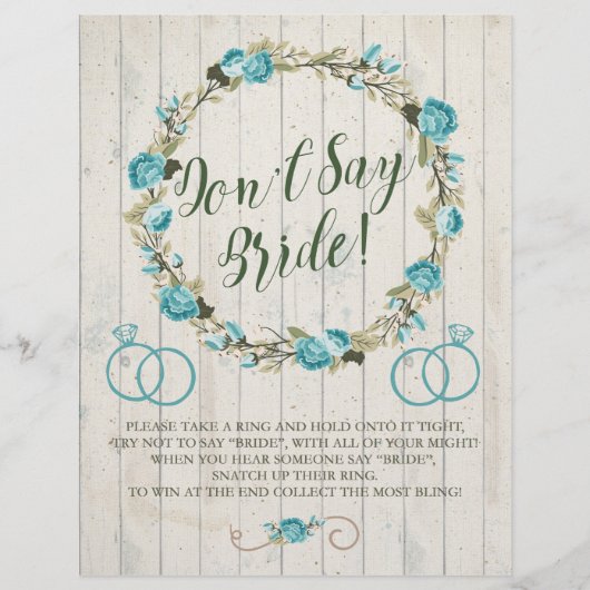 Zeg geen Bride! Vrijgezellenfeest game Flyer (Voorkant)