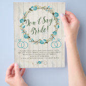 Zeg geen Bride! Vrijgezellenfeest game Flyer (Hand)