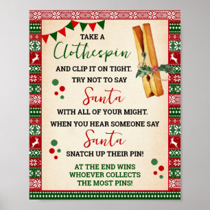 Zeg geen Kerstman Wasknijper Spel Lelijke Trui Bor Poster