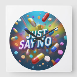 Zeg gewoon nee tegen drugs vierkante klok