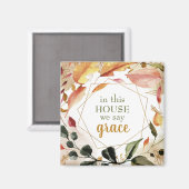 Zeg Grace in dit Huis Herfst Floral Waterverf Magneet (Voorkant / Achterkant)
