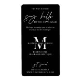 Zeg Hallo aan uw Monogram van de Orde Zwarte Verpa Etiket (Voorkant)