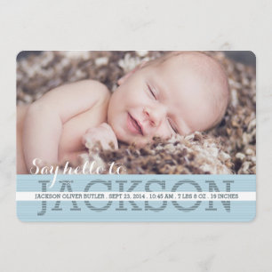 Zeg Hallo Baby Boy Aankondiging van de Foto