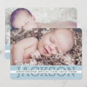 Zeg Hallo Baby Boy Aankondiging van de Foto (Voorkant / Achterkant)