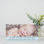 Zeg hallo baby boy foto geboorteaankondiging aankondiging (Staand voorkant)