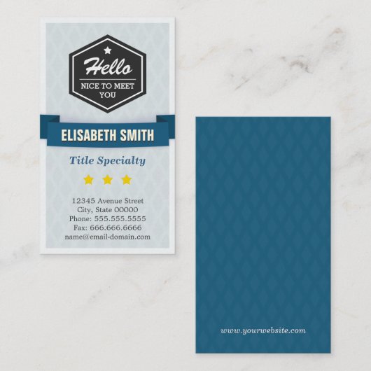 Zeg Hallo en Nice om u in Retrostijl te ontmoeten Visitekaartje (Voorkant / Achterkant)