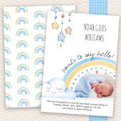 Zeg Hallo Foto Cute Rainbow Nursery Boy Birth Aankondiging