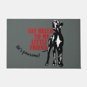 Zeg hallo Great Dane gebogen Deurmat (Voorkant)