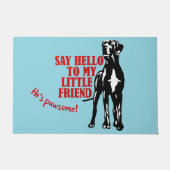 Zeg hallo Great Dane gebogen Deurmat (Voorkant)