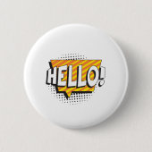 Zeg "HALLO" in retro pop stijl Ronde Button 5,7 Cm (Voorkant)