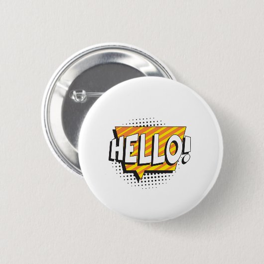 Zeg "HALLO" in retro pop stijl Ronde Button 5,7 Cm (Voorkant /achterkant)