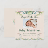 Zeg Hallo tegen de nieuwe babyuitnodiging Kaart (Voorkant / Achterkant)