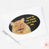 Zeg hallo tegen je kat ovale Sticker (Envelop)