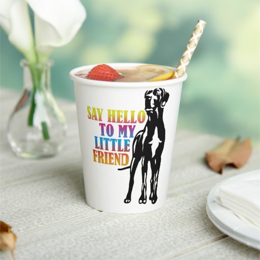 Zeg Hallo tegen mijn kleine vriend Great Dane Enam Papieren Bekers (Insitu)