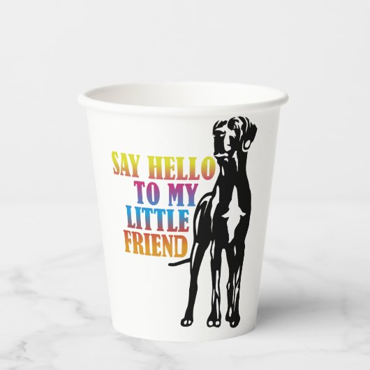 Zeg Hallo tegen mijn kleine vriend Great Dane Enam Papieren Bekers (Voorkant)