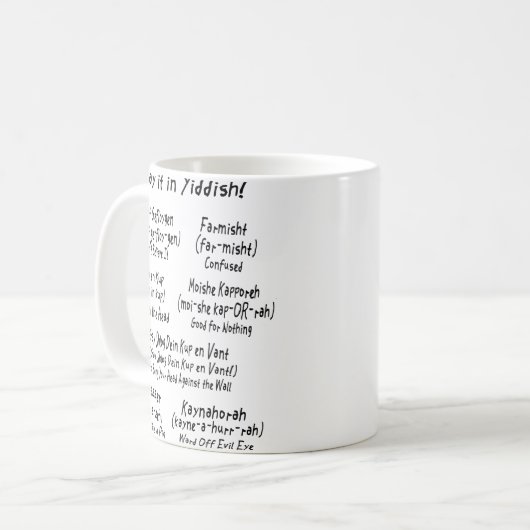 Zeg het in het Jiddisch Koffiemok (Voorkant links)